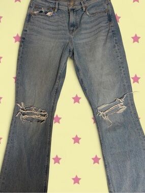 American Eagle Outfitters Light Blue Distressed Straight-Leg Jeans